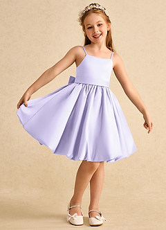 Azazie Davine vestidos de niña de las flores Vestido de Lila de Satin Mate de Corte En A con Tirante Espagueti image2