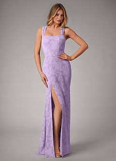 Azazie Luci Bridesmaid Dresses Lilac Mermaid Pleated Floral Burnout Convertible Dress image1