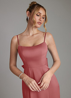 Azazie Zherra Bridesmaid Dresses Antique Rose Mermaid Bow Stretch Satin Dress image3