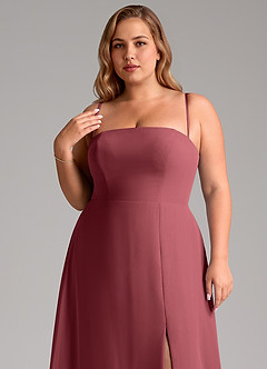 Azazie Wren Bridesmaid Dresses Merlot A-Line Side Slit Chiffon Convertible Dress image11