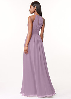 Azazie Bonnie Bridesmaid Dresses Wisteria A-Line Keyhole Ruched Chiffon Dress image2