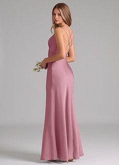 Azazie Suttona Bridesmaid Dresses Vintage Mauve A-Line Pleated Stretch Satin Dress image1