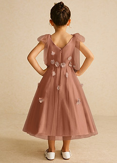 Azazie Minia Flower Girl Dresses Bronzer A-Line Bow Matte Satin Dress image6