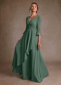 Azazie Eire Kleider für die Brautmutter A-Linie Plissee Chiffon Kleid Eukalyptus image3