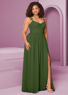 Barbie ♥ Azazie Bridesmaid Dresses Olive A-Line Pleated Chiffon Dress image5
