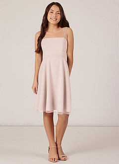 Azazie Kalie Junior Rose Petal A-Line with Belt Chiffon Dress image1