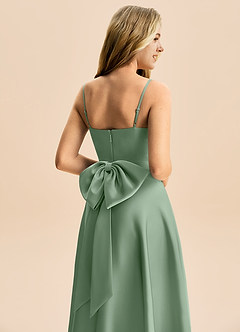 Azazie Rumi Junior Linia A Pofałdowany Satyna elastyczna Długość podłogi Młodsza druhna Sukienka image6