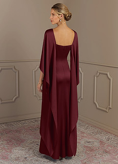 Azazie Eli Mother of the Bride Dresses Cabernet Sheath Boatneck Stretch Satin Dress image2