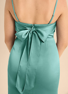 Azazie Mai Junior Vestido de Aqua de Satén Elástico de Corte En A con Escote de Corazón image6