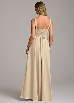 Azazie Rosaline Bridesmaid Dresses Champagne A-Line Side Slit Chiffon Dress image6