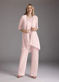 Azazie Maura Mother of the Bride Dresses Blushing Pink Jumpsuit/Pantsuit Sequins Chiffon Dress image4