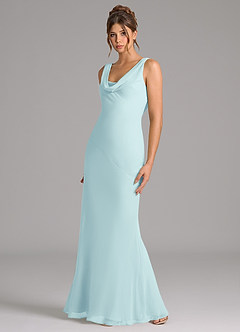 Azazie Rylina Bridesmaid Dresses Sea Glass Mermaid Pleated Chiffon Dress image4