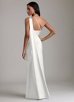 Azazie Galinda Suknie dla druhen Syrena Jedno ramię Satyna elastyczna Do ziemi Sukienka image6