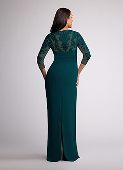 Azazie Joan Mother of the Bride Dresses Pine Sheath V-Neck Lace Chiffon Dress image4