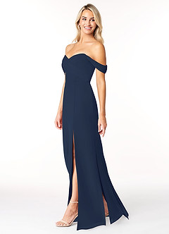 Azazie Joretta Final Sale Dark Navy A-Line Off the Shoulder Chiffon Convertible Dress image4