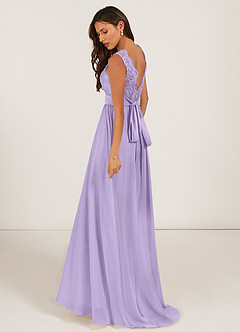 Azazie Gertrude Bridesmaid Dresses Lilac A-Line Lace Chiffon Dress image4