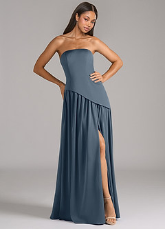 Azazie Adeline Bridesmaid Dresses Twilight A-Line Strapless Stretch Satin Convertible Dress image4