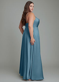 Azazie Sarella Robes de demoiselle d'honneur Robe Trapèze en Satin extensible Plissé Bermude image7