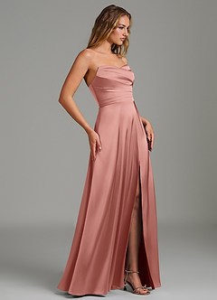 Azazie Niveah Bridesmaid Dresses Rosette A-Line Strapless Stretch Satin Convertible Dress image7