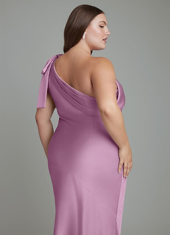 Azazie Yuanna Bridesmaid Dresses Wisteria Mermaid One Shoulder Stretch Satin Dress image14