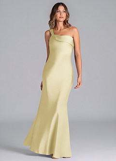 Azazie Driea Probar vestidos en casa Vestido de Cabernet de Satén Elástico de Corte Sirena con Hombro unilateral image3