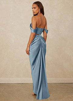Christian Siriano Bridal for Azazie 1016 Bridesmaid Dresses Off Shoulder Stretch Satin and Chantilly Lace Two Piece image4