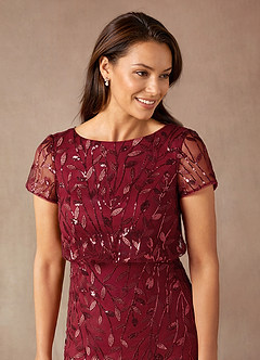 Azazie Lehi vestidos de madre de la novia Vestido de Cabernet de Lentejuelas de Corte En A image7