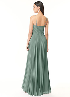 Azazie Vini Bridesmaid Dresses Silver Sage A-Line V-Neck Pleated Chiffon Dress image2