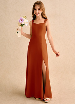 Azazie Makani Junior Formal vestidos de niña de las flores Vestido de Pimenton de Gasa de Corte En A con Escote de Corazón image1