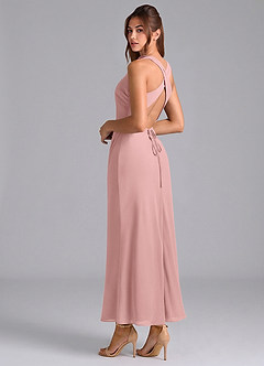 Azazie Evadne 신부 들러리 드레스 쉬스 주름진 쉬폰 발목 길이 드레스 image2