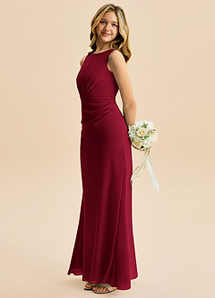 Azazie Floris Junior Linia A Pofałdowany Szyfon Długość podłogi Młodsza druhna Sukienka image5