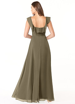 Azazie Jinny Bridesmaid Dresses Willow Green A-Line Square Neckline Ruched Chiffon Dress image4