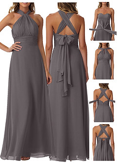 Azazie Fifi Bridesmaid Dresses A-Line Convertible Chiffon Floor-Length Dress image9