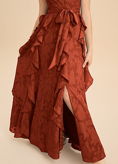 Azazie Peyton Junior Vestido de Castaño de Devorado Floral de Corte en A con Plisado image8