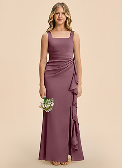 Azazie Adrienne Junior Robe Fourreau en Satin extensible Plissé Améthyste image3