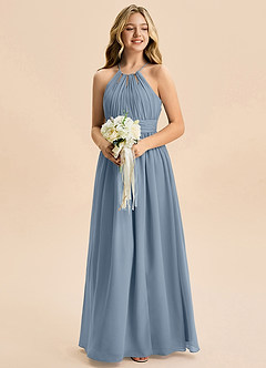 Azazie Noelle Junior Dusty Blue A-Line Pleated Chiffon Dress image5