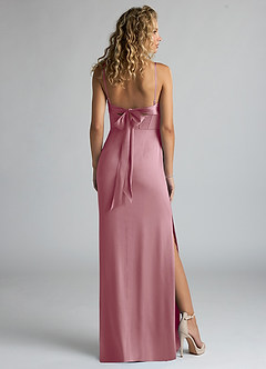 Azazie Mai Bridesmaid Dresses Vintage Mauve Sheath Pleated Stretch Satin Dress image2