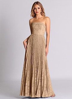 Azazie Mariana Bridesmaid Dresses Champagne A-Line Strapless Floral Burnout Convertible Dress image1