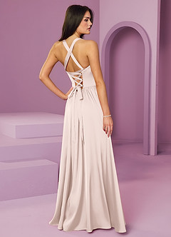 Barbie ♥ Azazie Bridesmaid Dresses Blushing Pink A-Line with Pockets Stretch Satin Dress image2