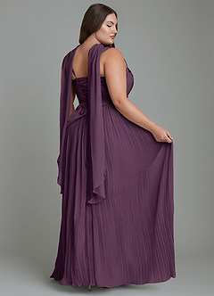 Azazie Stephanie Bridesmaid Dresses Plum A-Line Pleated Stretch Satin Dress image16