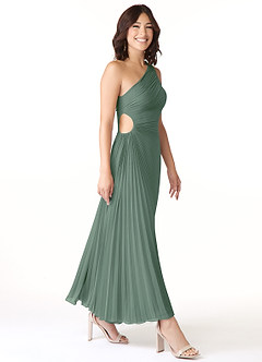 Azazie Kirra Jurken voor bruidsmeisjes Jurk van Chiffon met A-Lijn One-Shoulder Eucalyptus image3