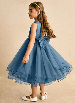 Azazie Lass vestidos de niña de las flores Vestido de Bermudas de Tul de Corte En A con Lazo image3