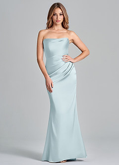 Azazie Olea Bridesmaid Dresses Mist Mermaid Strapless Stretch Satin Convertible Dress image1