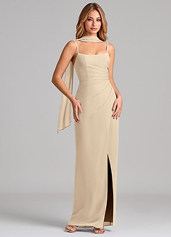 Azazie Calandra Suknie dla druhen Osłona Pofałdowany Szyfon Do ziemi Sukienka image1