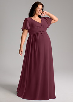 Azazie Verna Maternity Bridesmaid Dresses A-Line V-Neck Ruched Chiffon Floor-Length Dress image7