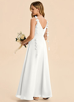 Azazie Gumdrop Junior White Empire Pleated Chiffon Dress image4