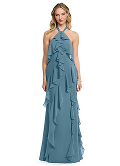 Azazie Velma Bridesmaid Dresses Bermuda A-Line Side Slit Chiffon Dress image1