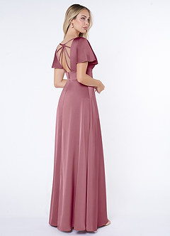 Azazie Lani Bridesmaid Dresses Vintage Mauve A-Line Flounce Sleeve Stretch Satin Dress image5