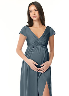 Azazie Allessia Abiti da damigella d'onore premaman Abito A-Line Plissettato Raso Elasticizzato Floor-Length image5