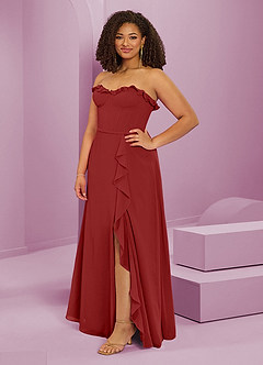 Barbie ♥ Azazie Jurken voor bruidsmeisjes Jurk van Chiffon met A-Lijn Sweetheart Halslijn Roest image11